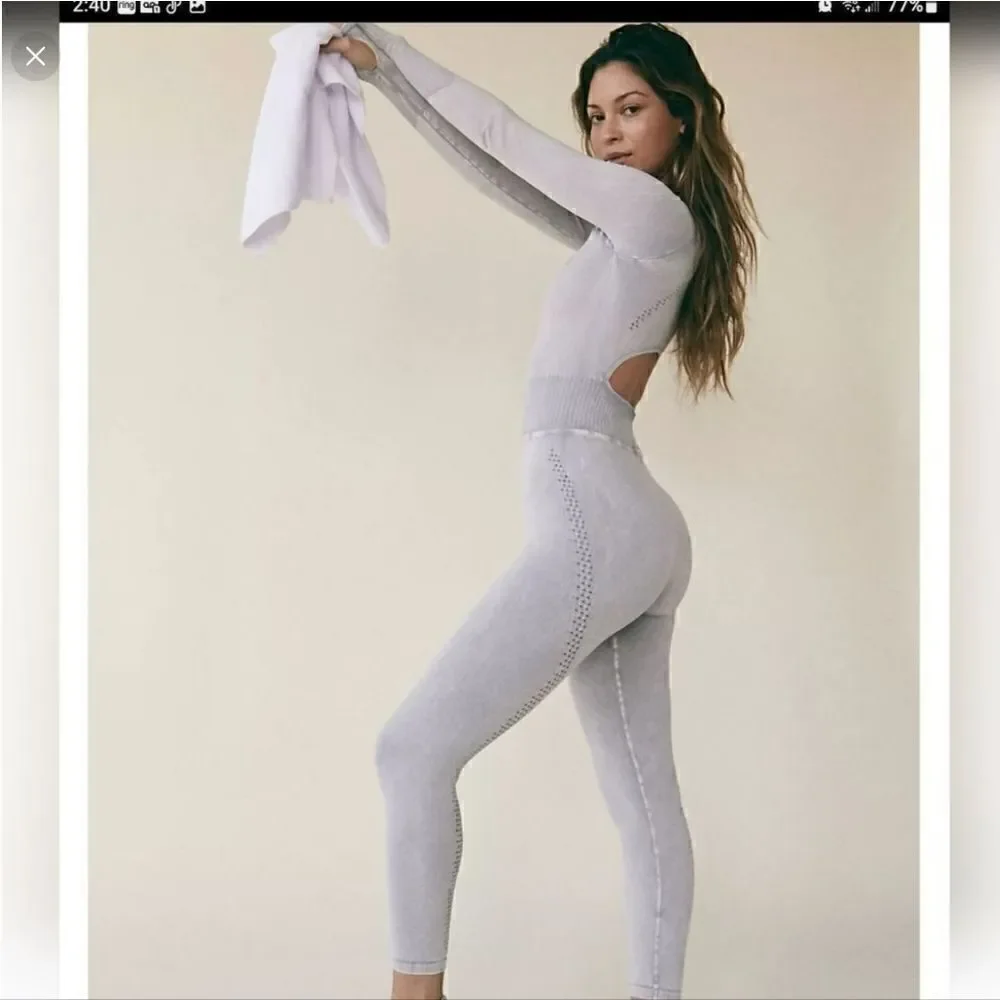 Free People Long Sleeve Onesie M/L Ice Grey